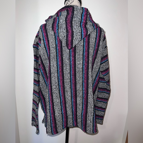 Öland Vintage XL Baja Hoodie Rug Knit Mexican Pullover Surf Boho - Picture 5 of 9